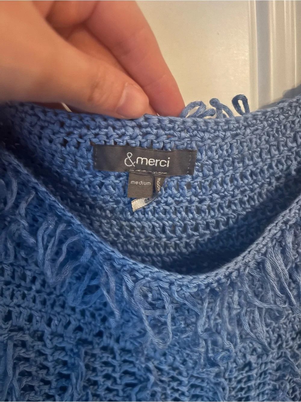 &merci Medium Blue Crochet Fringe Tank - Picture 2 of 4
